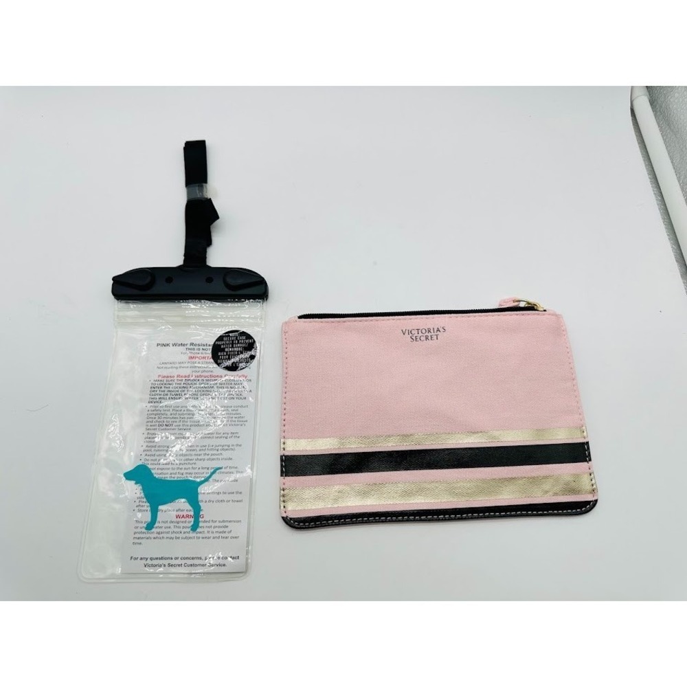 Victoria's Secret Pink Wristlet Pouch + Waterproof Phone Case Travel Set NWT